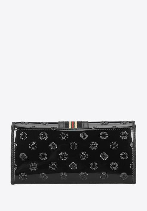 Női monogramos dombornyomott lakkozott bőr pénztárca szalaggal, fekete, 34-1-075-11, Fénykép 5