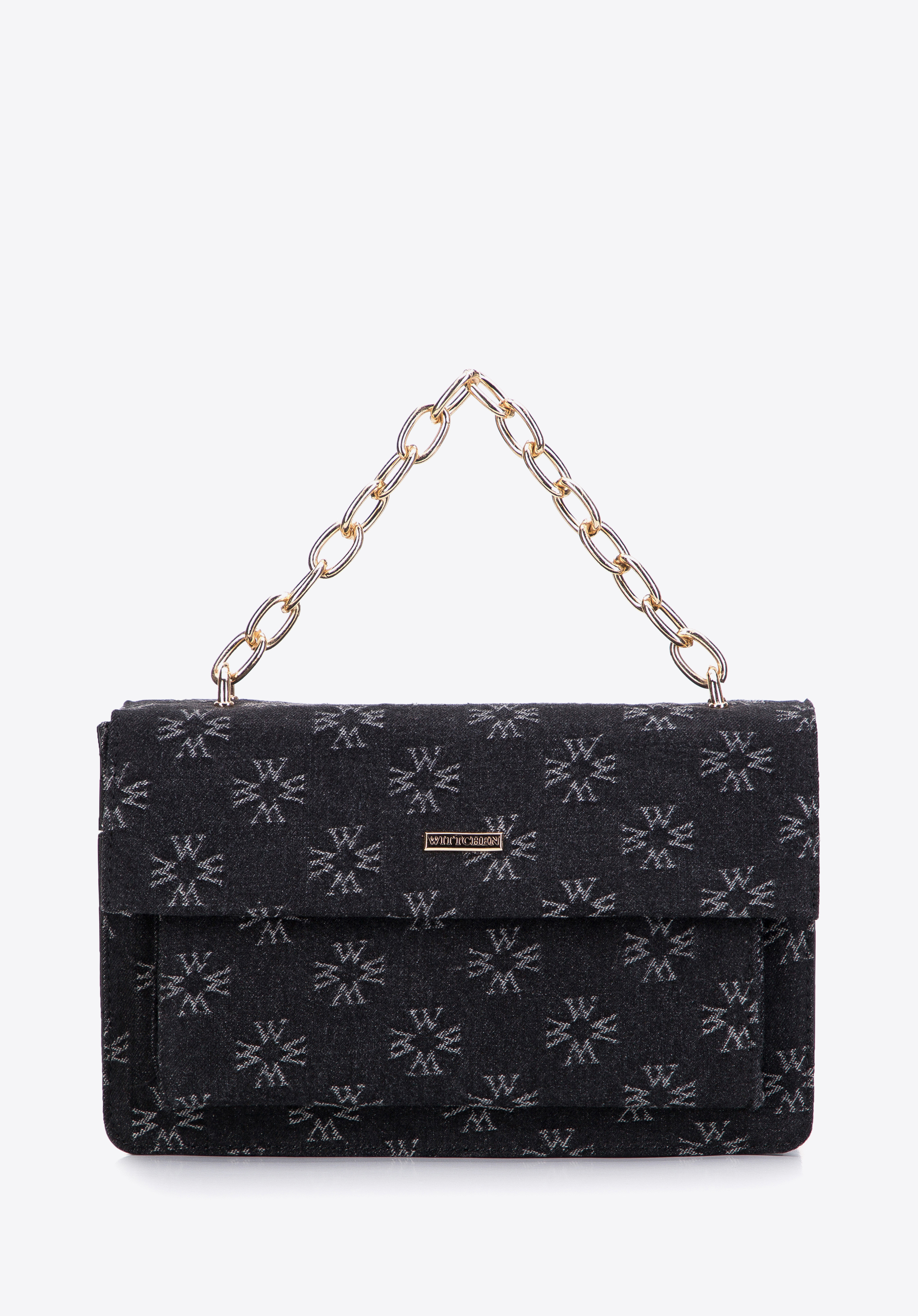 Női monogramos farmer táska, fekete, 97-4Y-212-8, Fénykép 1