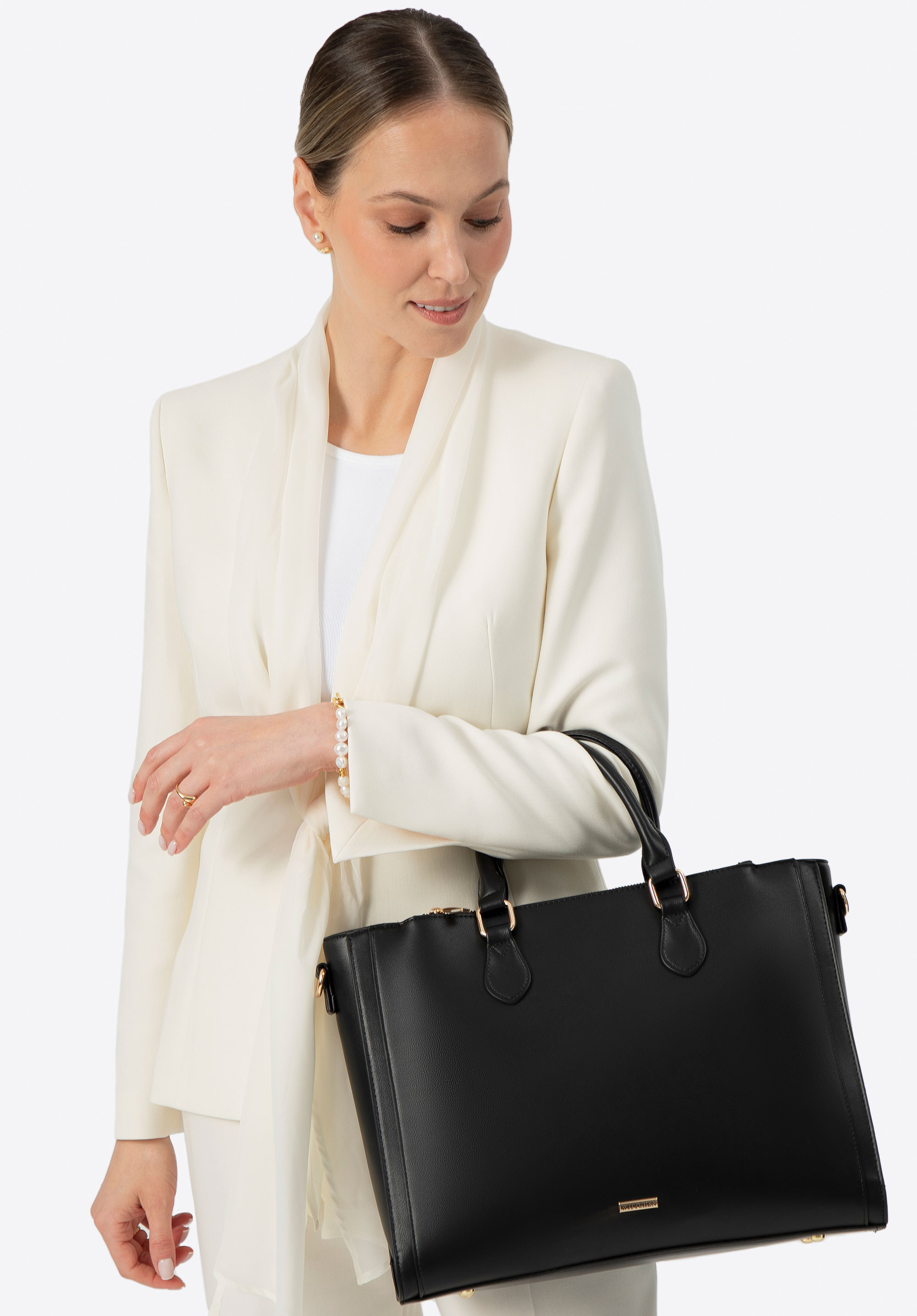 Női ökobőr 14,5”-os laptop kézitáska, fekete, 100-4Y-232-1, Fénykép 1