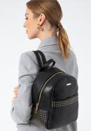 Női műbőr hátizsák szegecsekkel, fekete, 97-4Y-767-3, Fénykép 15