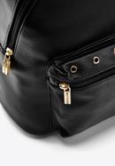 Női műbőr szegecses zsebű hátizsák, fekete, 97-4Y-517-9, Fénykép 4