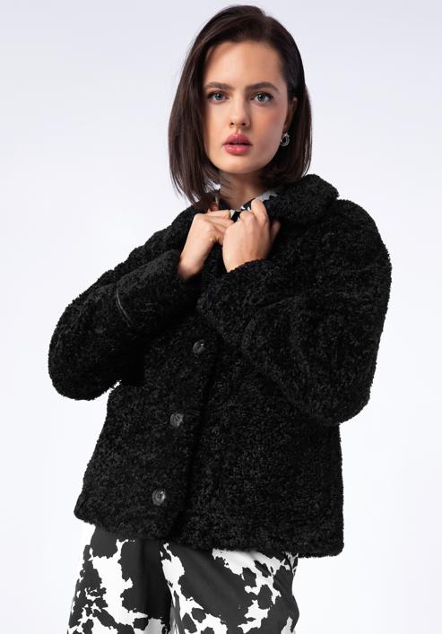 Női műszőrme kabát, fekete, 97-9W-002-9-L, Fénykép 1
