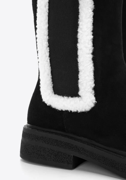 Női műszőrmés velúr csizma, fekete, 97-D-518-1-35, Fénykép 6