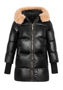 Női nejlon steppelt kabát kapucnival, fekete, 97-9D-404-1-2XL, Fénykép 30