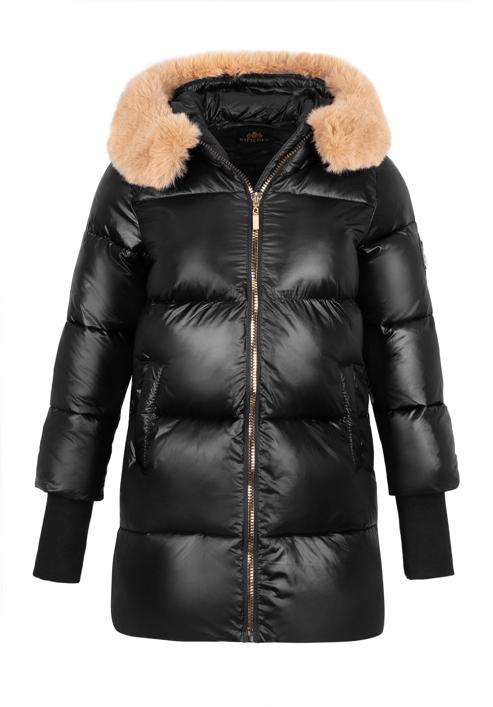 Női nejlon steppelt kabát kapucnival, fekete, 97-9D-404-1-S, Fénykép 30