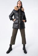 Női nejlon steppelt kabát kapucnival, fekete, 97-9D-404-1-S, Fénykép 7