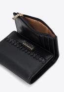Női ökobőr pénztárca díszes betéttel és  bőrszíjjal, fekete, 95-1Y-525-1, Fénykép 4