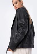 Női oversize bőr motoros kabát, fekete, 97-09-201-4-S, Fénykép 18