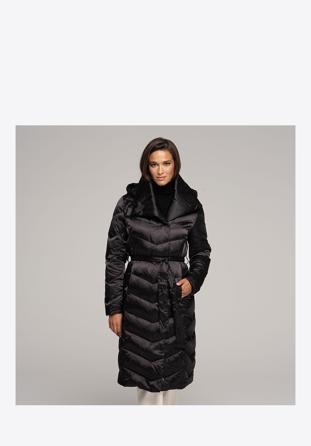 Női pehely kabát kapucnival, fekete, 91-9D-403-1-2XL, Fénykép 1