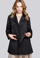 Női rövid kétsoros trendi kabát, fekete, 92-9N-400-1-L, Fénykép 3