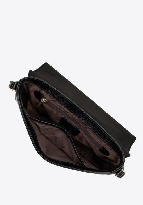 Női saddle táska pikkelyes textúrájú bőrből, fekete, 29-4E-023-P, Fénykép 3