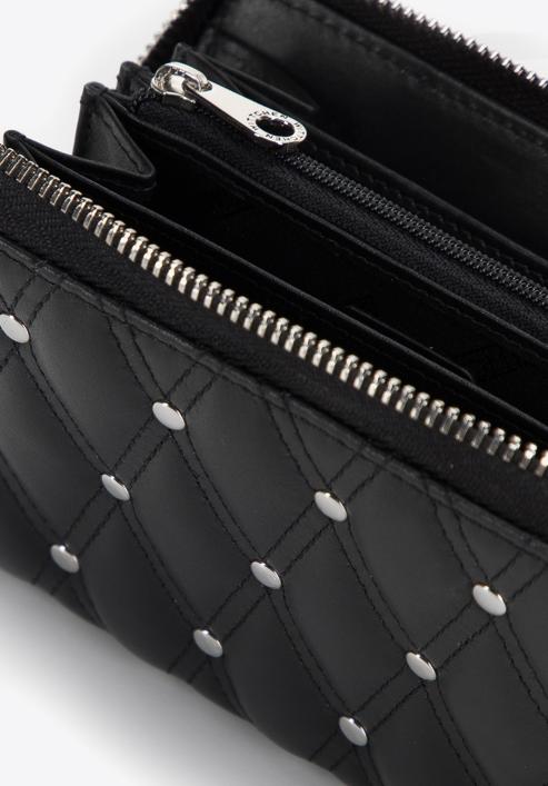Női steppelt bőrtárca dekoratív szegecsekkel, fekete, 14-1-939-0, Fénykép 4