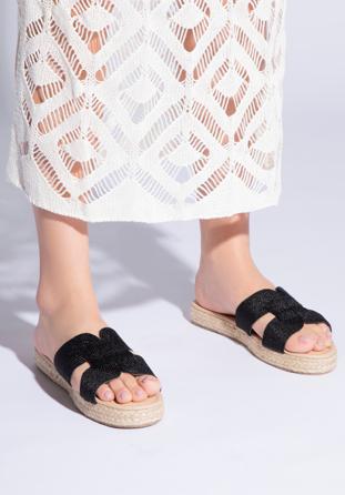 Női szalma talpú flip-flop, fekete, 96-DP-805-1-35, Fénykép 1