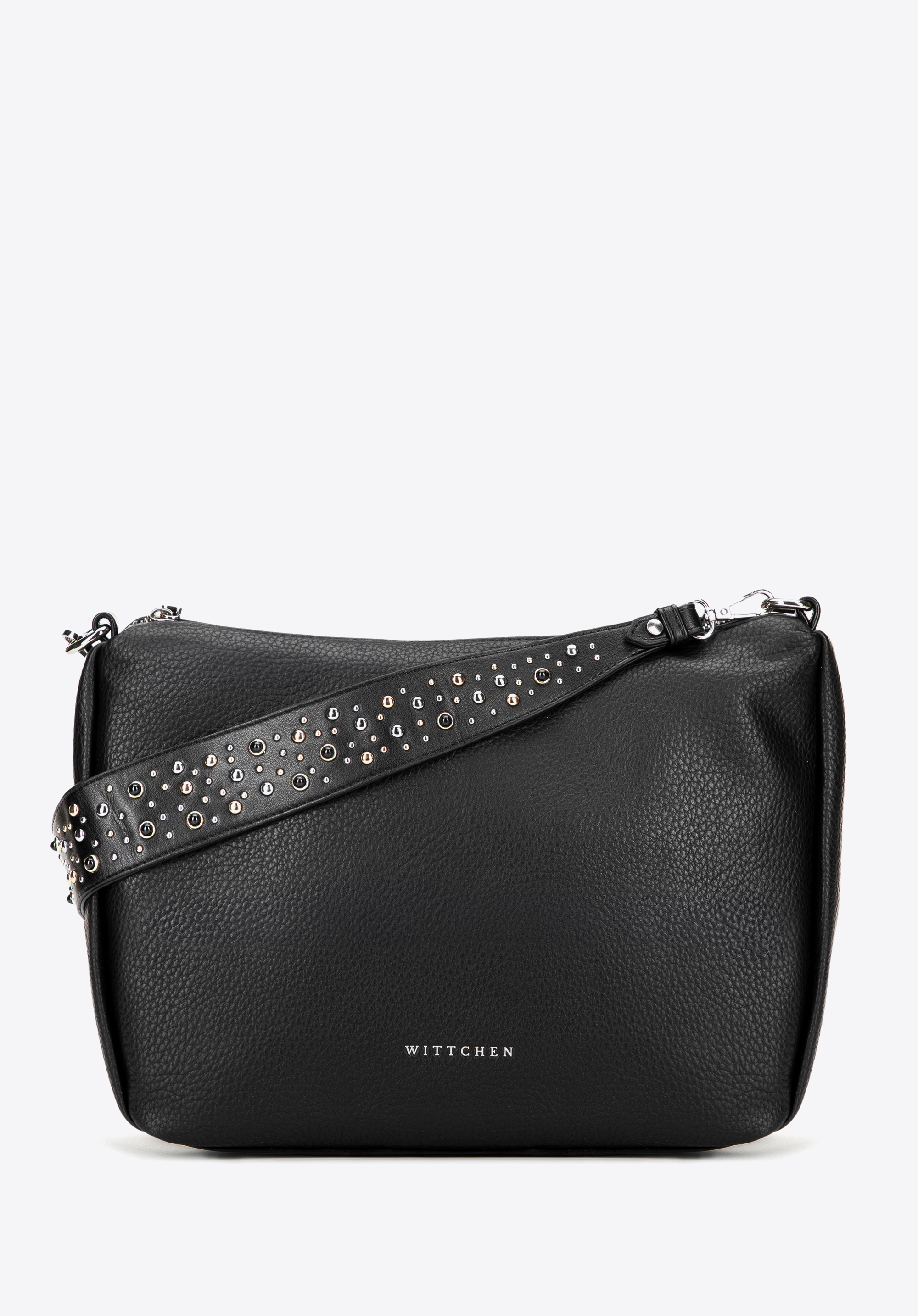 Női műbőr strasszos táska fekete