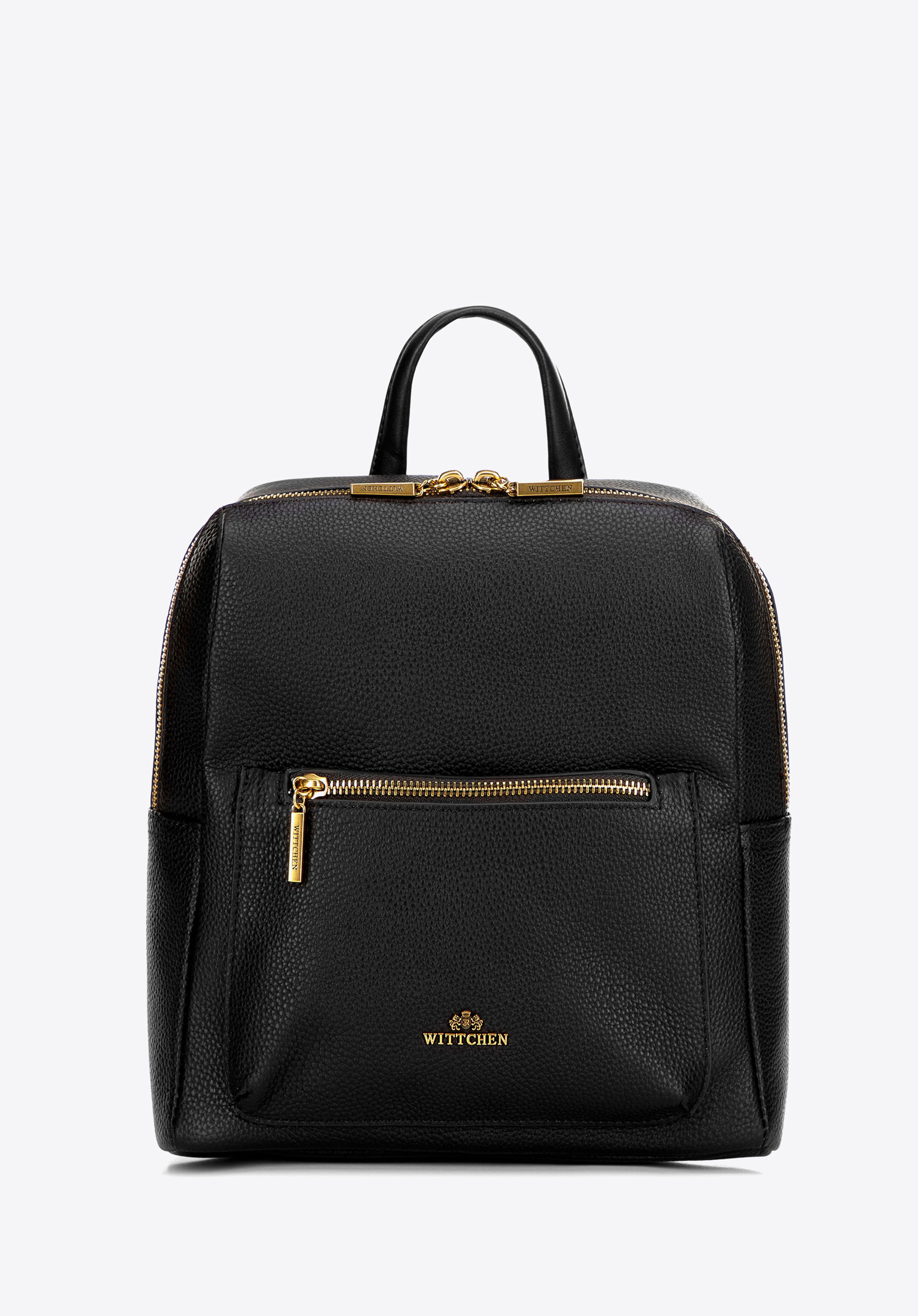 Női szögletes formájú bőr hátizsák, fekete, 100-4E-226-0, Fénykép 1