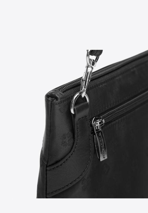 Nói táska hosszú övön bőrből monogrammal, fekete, 93-4-250-1, Fénykép 4