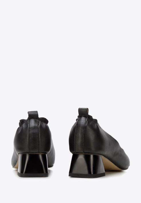 Női tömbsarkú bőrcipő gumis sarokszegéllyel, fekete, 94-D-502-1-37, Fénykép 5