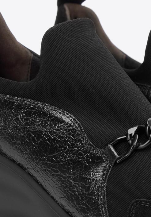 Női velúr cipők lánccal, fekete, 93-D-653-1-39, Fénykép 7