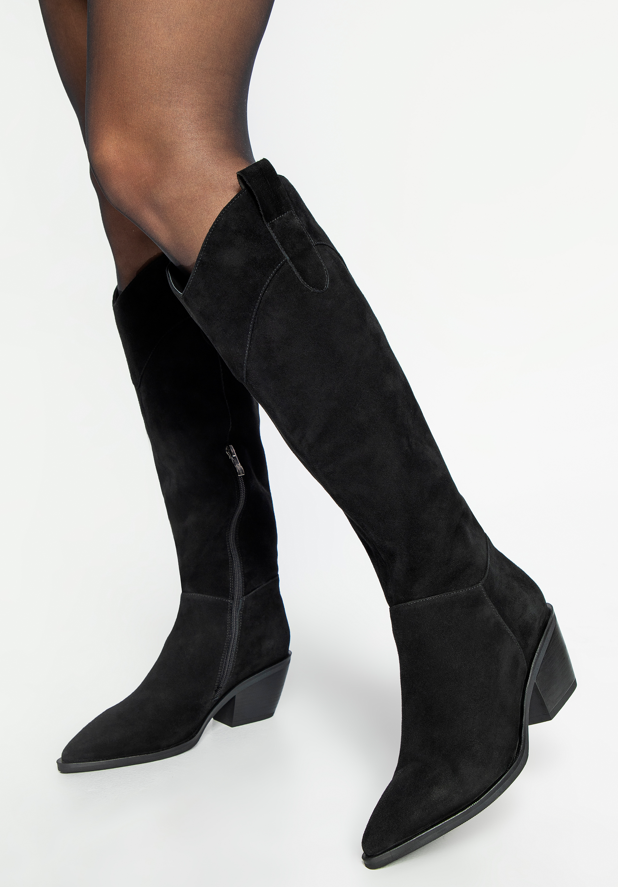 Női velúr cowboy csizma, fekete, 99-D-955-1-36, Fénykép 1