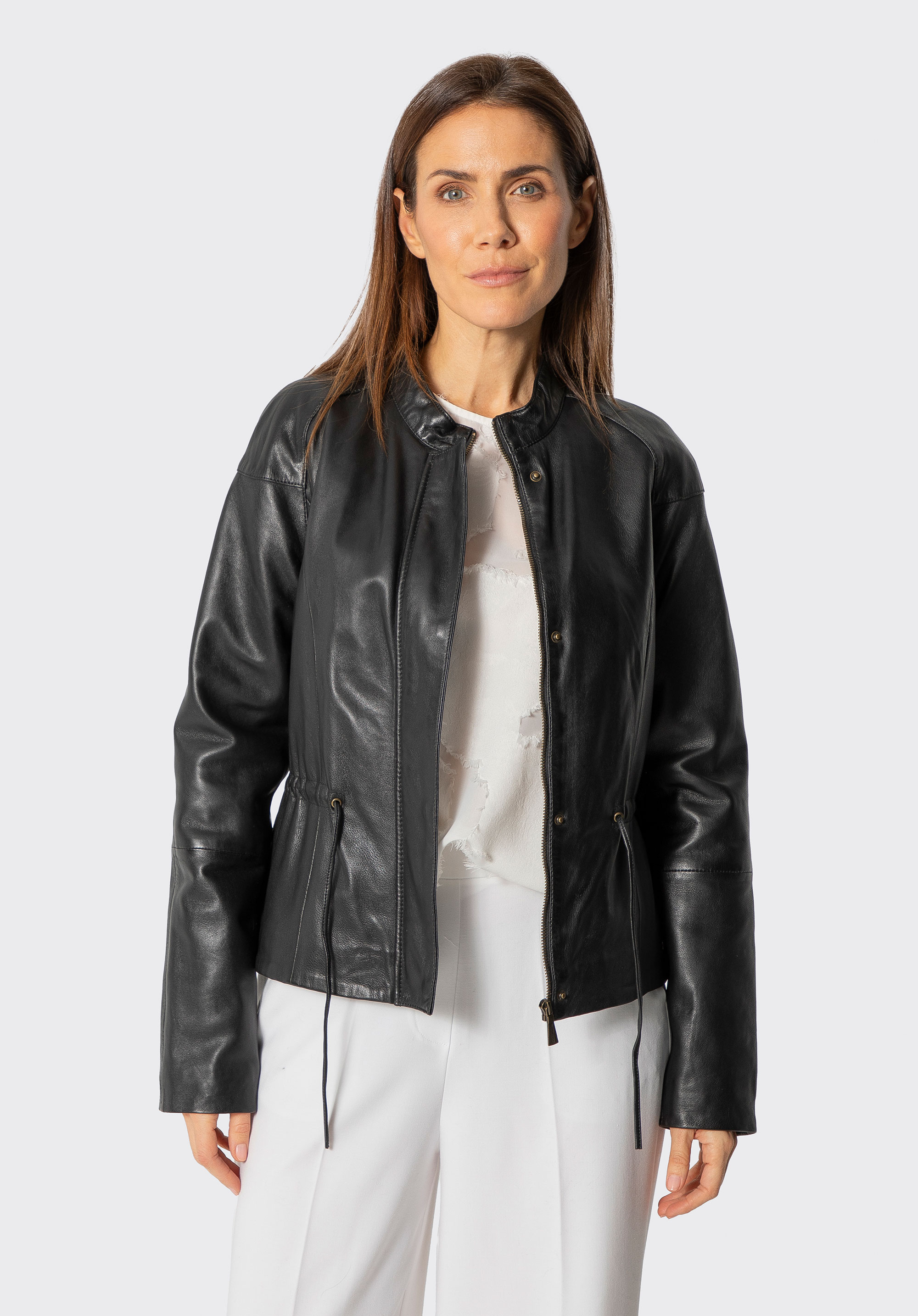 Öves női báránybőr kabát, fekete, 100-09-402-1-S, Fénykép 1