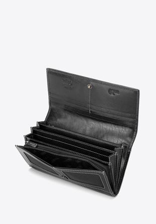 Női bőr pénztárca díszvarrással, fekete, 14-1-122-L1, Fénykép 1