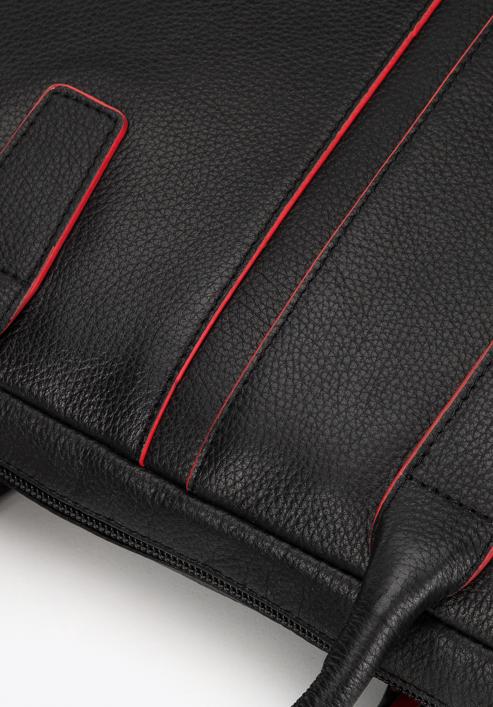 Laptop táska 11''''/12'''' bőr, középen varrással, fekete piros, 98-3U-900-13, Fénykép 4