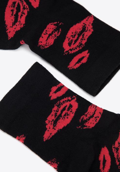 Női csókmintás zokni, fekete piros, 96-SD-550-X3-38/40, Fénykép 5