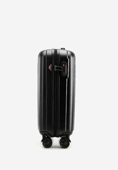 Polikarbonát kabinbőrönd függőleges barázdákkal, fekete, 56-3P-711-85, Fénykép 2