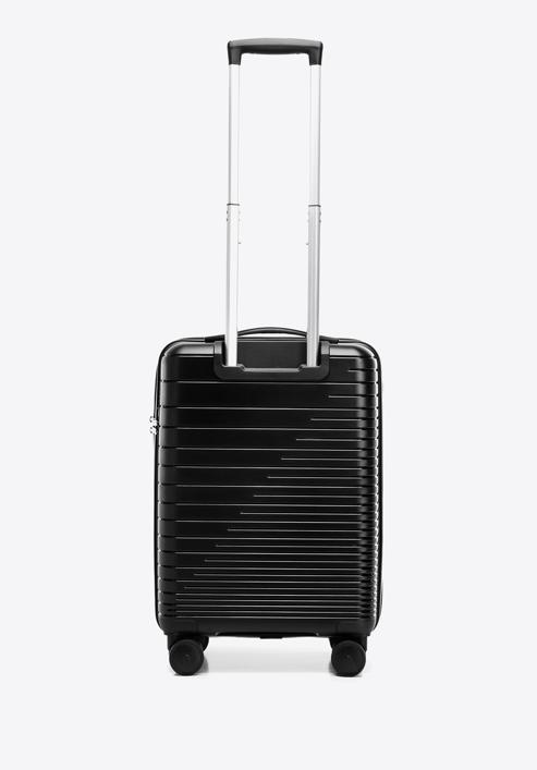 Polipropilén kabinbőrönd fényes csíkokkal, fekete, 56-3T-161-10, Fénykép 3