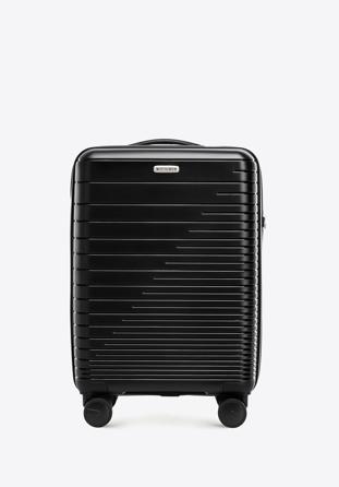 Polipropilén kabinbőrönd fényes csíkokkal, fekete, 56-3T-161-10, Fénykép 1