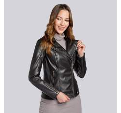 Puha eco-bőrből készült női kabát, fekete, 93-9P-109-1-2XL, Fénykép 1