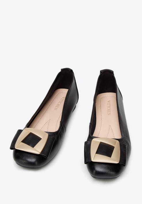 Puha női bőr topánka csattal és masnival díszítve, fekete, 94-D-951-1-35, Fénykép 2