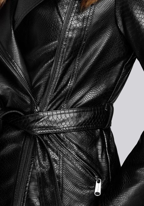 Ramones szabású öko-bőr női kabát, fekete, 93-9P-107-4-2XL, Fénykép 5