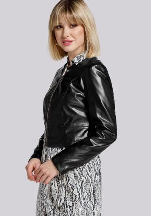 Rövid női műbőr kabát, fekete, 94-9P-108-1-M, Fénykép 1