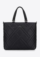 Shopper táska geometrikusan steppelt előlappal, fekete, 95-4Y-503-4, Fénykép 1