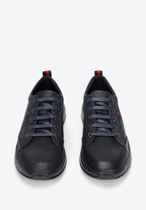 Férfi sneakers nubuk bőrből vastag talppal, fekete-sötétkék, 92-M-913-7-40, Fénykép 2