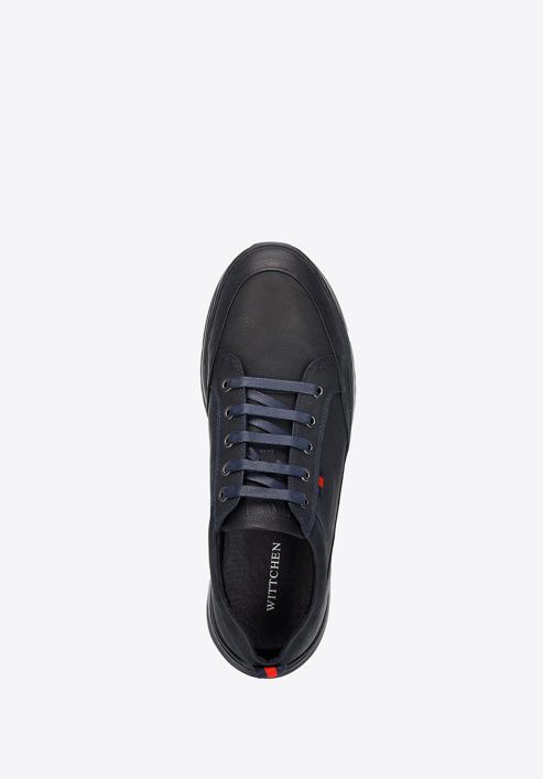 Férfi sneakers nubuk bőrből vastag talppal, fekete-sötétkék, 92-M-913-7-39, Fénykép 3