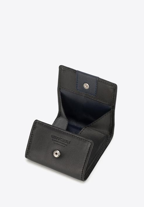 Négyzet alakú bőr pénztárca, fekete-sötétkék, 26-1-433-19, Fénykép 2