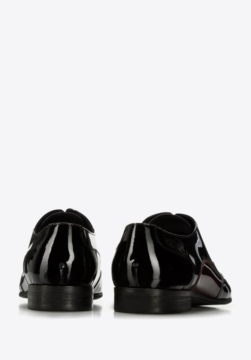 Elegáns férfi oxford lakkbőr cipő két tónussal, fekete-sötétvörös, 96-M-503-1N-40, Fénykép 4