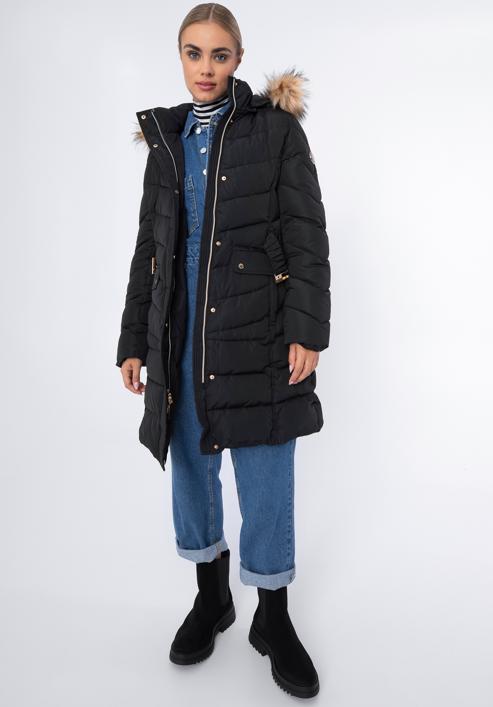 Steppelt női kabát övvel, fekete, 97-9D-900-Z-S, Fénykép 1