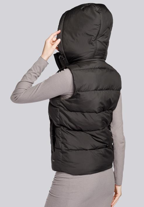 Steppelt női pufi mellény levehető kapucnival, fekete, 93-9D-405-1-2XL, Fénykép 5