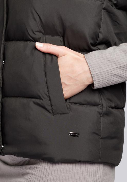 Steppelt női pufi mellény levehető kapucnival, fekete, 93-9D-405-1-2XL, Fénykép 7