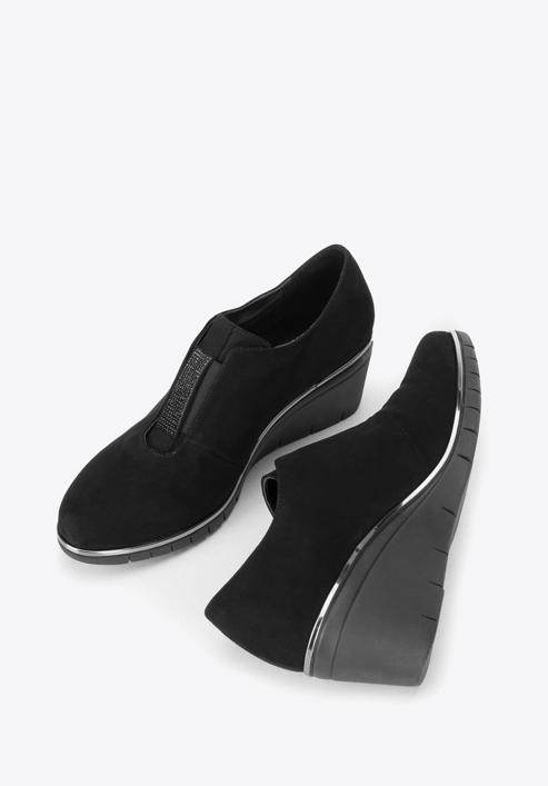 Strasszos platform női félcipő, fekete, 92-D-654-1-40, Fénykép 3