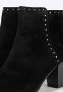 Szegecses női velúr magassarkú bokacsizma, fekete, 93-D-960-1-37, Fénykép 7