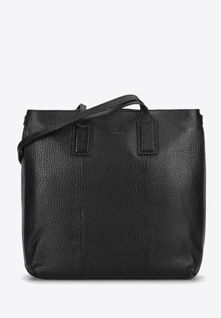 Szemcsés textúrájú női bőr shopper táska, fekete, 93-4E-206-1, Fénykép 1