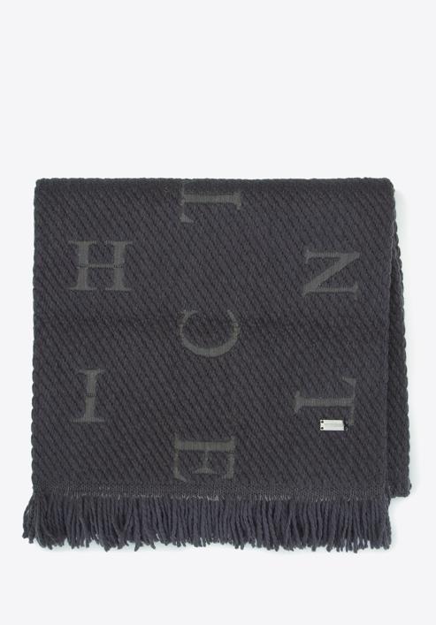 Betűkkel hímzett női sál, fekete-szürke, 93-7F-007-8, Fénykép 1