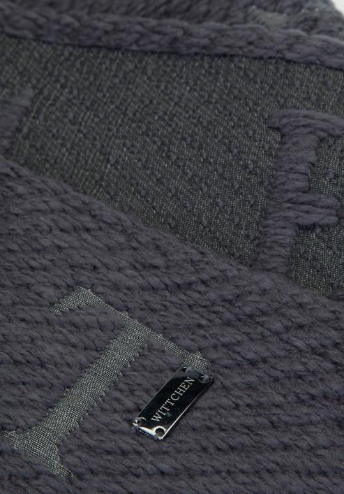 Betűkkel hímzett női sál, fekete-szürke, 93-7F-007-8, Fénykép 4