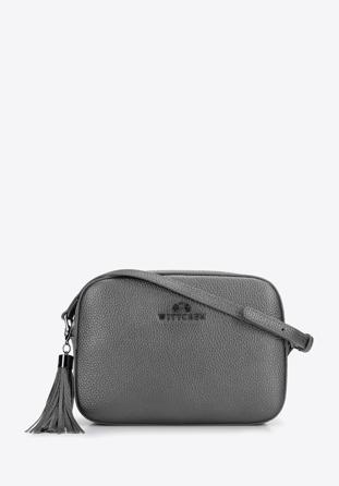 Bőr crossbody táska, fekete-szürke, 29-4E-014-S, Fénykép 1