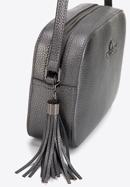 Bőr crossbody táska, fekete-szürke, 29-4E-014-G, Fénykép 4