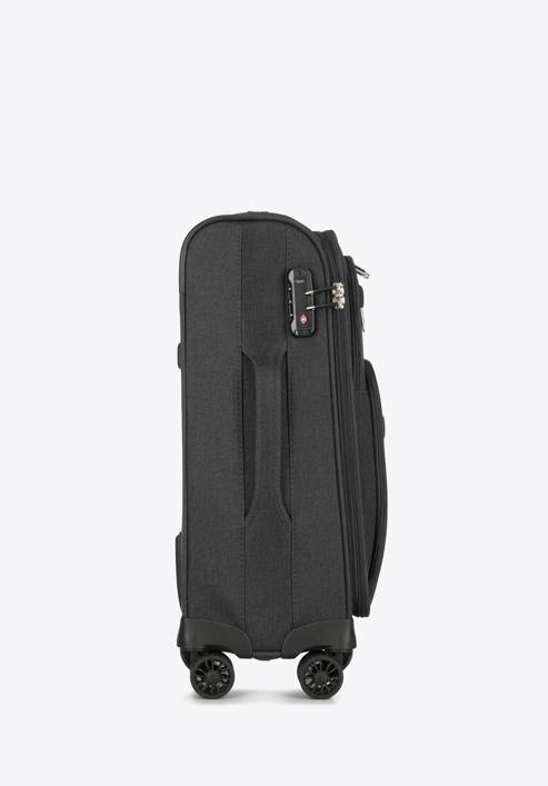 Kabinbőrönd színes cipzárral puha anyagból, fekete-szürke, 56-3S-501-91, Fénykép 2